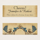 Vintage Pfauenmonogramm-Hochzeitstickets (Vorne & Hinten)