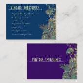 Vintage Pfauenpflaster Swirl-Design Visitenkarte (Vorne/Hinten)
