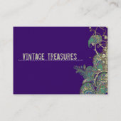 Vintage Pfauenpflaster Swirl-Design Visitenkarte (Rückseite)