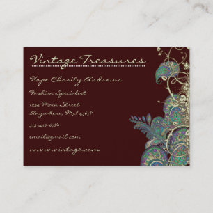 Vintage Pfauenpflaster Swirl-Design Visitenkarte