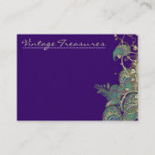 Vintage Pfauenpflaster Swirl-Design Visitenkarte (Rückseite)