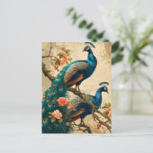 Vintage Pfauenplendor Postkarte (Stehend Vorderseite)