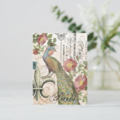 Vintage Pfauenpostkarte Postkarte (Stehend Vorderseite)