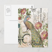 Vintage Pfauenpostkarte Postkarte (Vorne/Hinten)