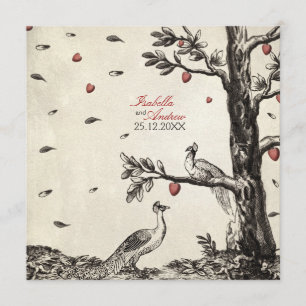 Vintage Pfaus in der Liebe - Hochzeit Einladung