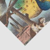 Vintage Pfaus und eine Katze Seidenpapier (Ausschnitt)