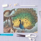 Vintage Pfaus und eine Katze Seidenpapier (Handwerk)