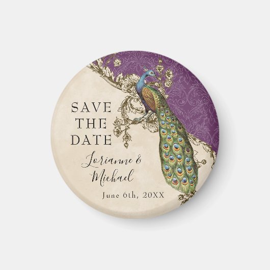 Vintage Pfaus und Etchings Save the Date Magnet (Vorne)