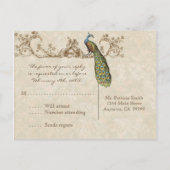 Vintage Pfaus- und Etchings UAWG Response Postkart Einladungspostkarte (Rückseite)