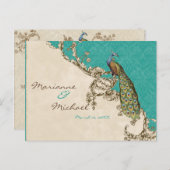 Vintage Pfaus- und Etchings UAWG Response Postkart Einladungspostkarte (Vorne/Hinten)