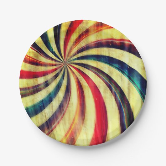 Vintage Pfefferminzbonbons gestreift, blau wirbeli Pappteller (Vorderseite)