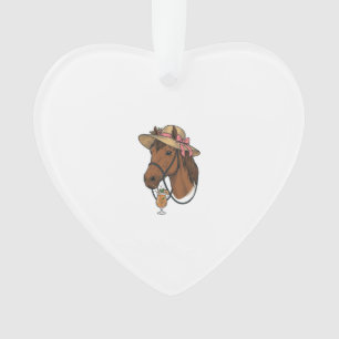 Vintage-Pferd-Cocktail-Sommerhut-Illustration Ornament