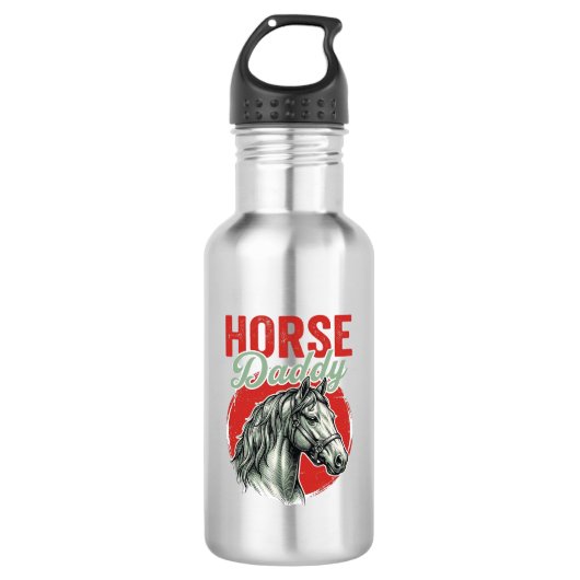 Vintage-Pferd-Daddy-Gravur Edelstahlflasche (Vorderseite)