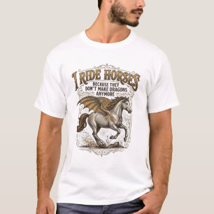 Vintage-Pferd-Drache-Fantasy-Reiter-Shirt-Design_1 T-Shirt