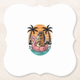 Vintage-Pferd-Flamingo-Schwimmkörper-Sommerurlaub- Untersetzer
