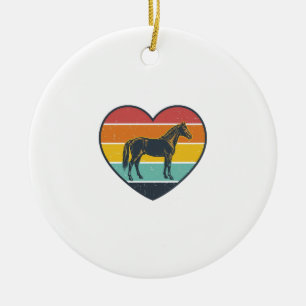 Vintage-Pferd-Herz-Sonnenuntergang-Vektordesign_1 Keramik Ornament