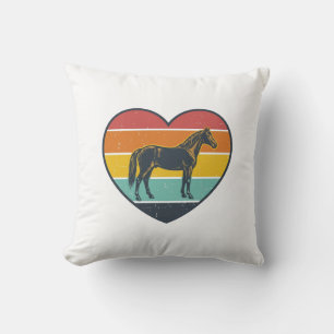 Vintage-Pferd-Herz-Sonnenuntergang-Vektordesign_1 Kissen