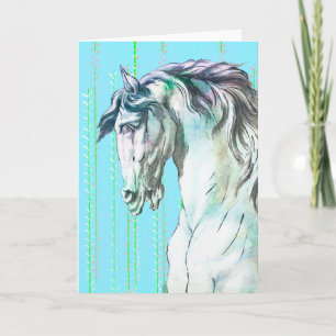 Vintage-Pferd in Aqua-Kunst-Notizkarte Karte