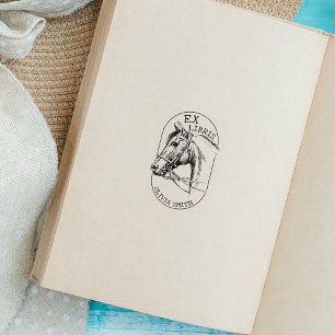 Vintage-Pferd, modernes Ex Libris-Buch  Gummistempel