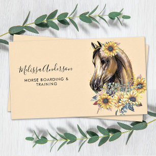 Vintage-Pferd-Sonnenblumen-Personalisierte-Reitspo Visitenkarte