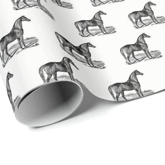 Vintage Pferd Stehend Geschenkpapier (Rolleneckpunkt)