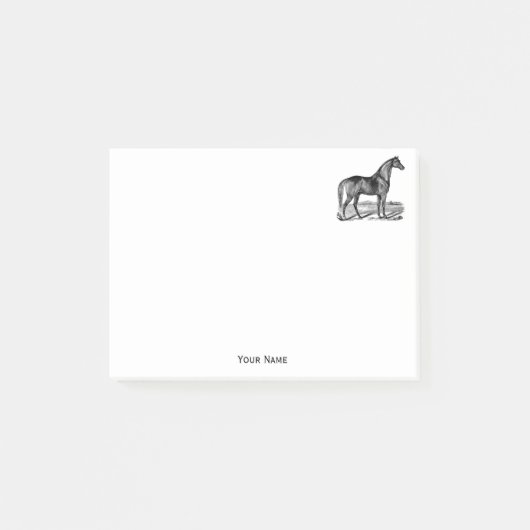 Vintage Pferd Stehend Post-it Klebezettel (Vorderseite)