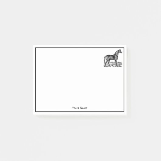 Vintage Pferd Stehend Post-it Klebezettel (Vorderseite)