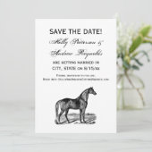 Vintage Pferd Stehend Save The Date (Stehend Vorderseite)