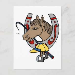 Vintage Pferd und Hufeisen und Hut Tattoo Postkarte