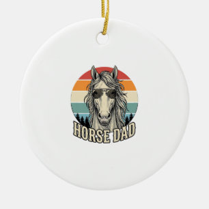 Vintage-Pferd-Vater-Sonnenuntergang-Gravur-Vektor- Keramik Ornament