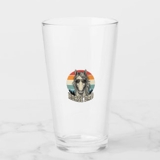 Vintage-Pferd-Vater-Sonnenuntergang-Gravur-Vektord Glas