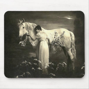 Vintage-Pferd viktorianische Dame-Mauspad Mousepad