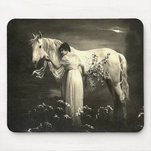 Vintage-Pferd viktorianische Dame-Mauspad Mousepad (Vorne)