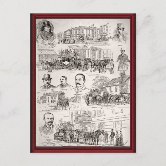 Vintage Pferde am Arbeitsplatz Postkarte (Vorderseite)