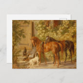 Vintage Pferde bei Porch Albrecht Adam Postkarte (Vorne/Hinten)