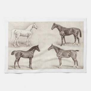 Vintage Pferde - Pferd und Pony Schablonen Pferd Geschirrtuch