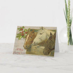 Vintage-Pferde-Weihnachts-Grußkarte Feiertagskarte