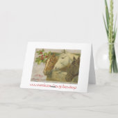 Vintage Pferde Weihnachtskarte Feiertagskarte (Rückseite)