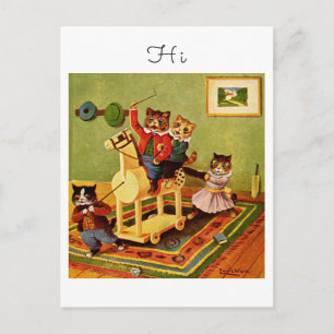 Vintage Pferdeabenteuer Grüße von einer Katzenkava Postkarte