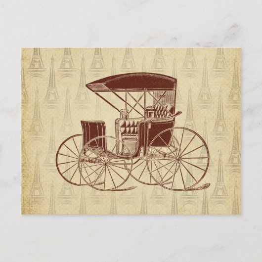 Vintage Pferdebeförderung in Paris Postkarte (Vorderseite)