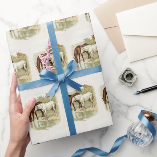 Vintage Pferdefreunde Party gekachelte Verpackung Geschenkpapier (Schenken)