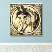 Vintage Pferdekopfskizze Leinwanddruck (Insitu (Holzboden))