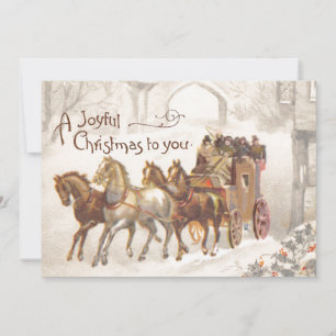Vintage-Pferdekutsche Frohe Weihnachtskarte Feiertagskarte