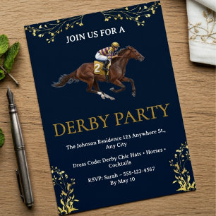Vintage-Pferderennen-Derby-Party-Einladung  Einladung