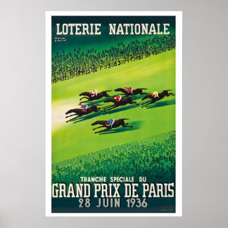 Vintage Pferderennen Grand Prix de Paris 1936 Poster