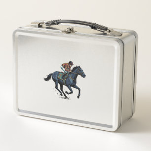 Vintage-Pferderennen-Jockey-Vektordesign_1 Metall Brotdose