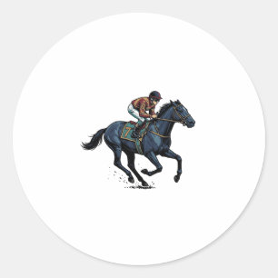 Vintage-Pferderennen-Jockey-Vektordesign_1 Runder Aufkleber