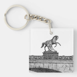 Vintage-Pferdeskulptur auf der Anitschkow-Brücke Schlüsselanhänger