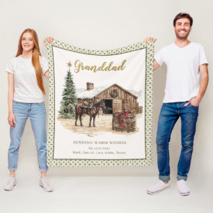 Vintage-Pferdestall-Weihnachten-Opa-gemütliche Dec Fleecedecke