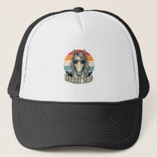 Vintage-Pferdevater-Sonnenuntergangs-Stichvektor-D Truckerkappe